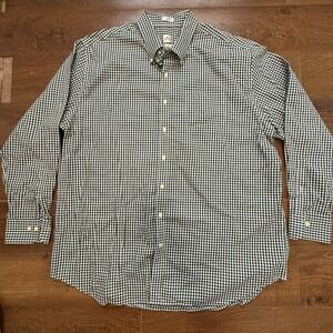 Peter Millar Button Down Mens XXL Navy White Gingham Nanoluxe Easy Care Shirt